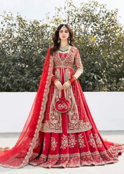 Pakistani Bridal Dress Red Farshi Lehenga Style Wedding Outfit