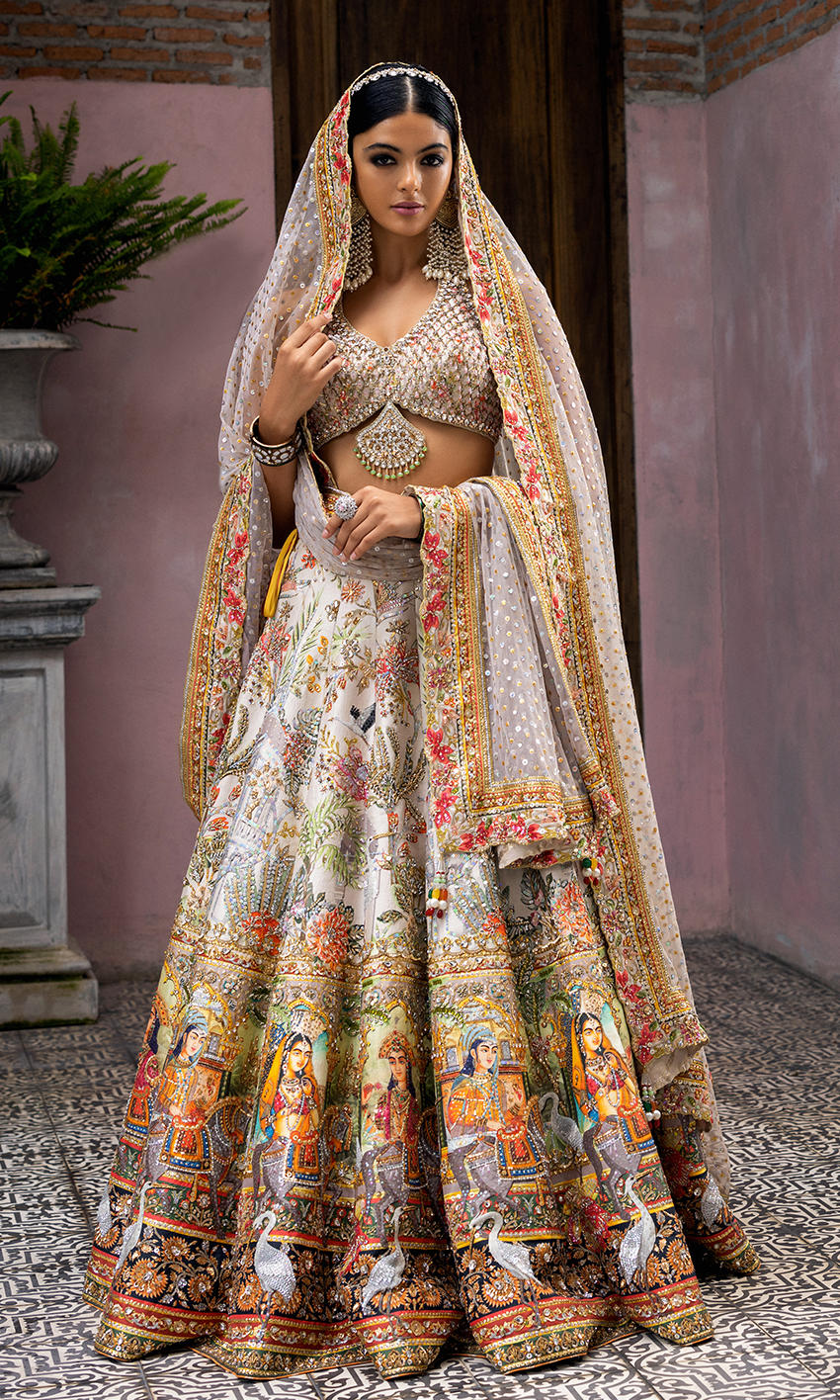 INDIAN PASTLE IVORY LEHNGA CHOLI