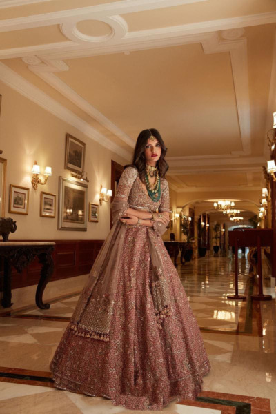 Deep Blush Net Lehenga