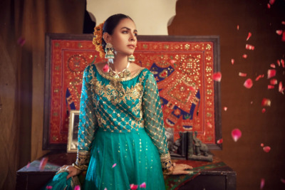 Pakistani Green Pishwas For Party Wear - Image 2