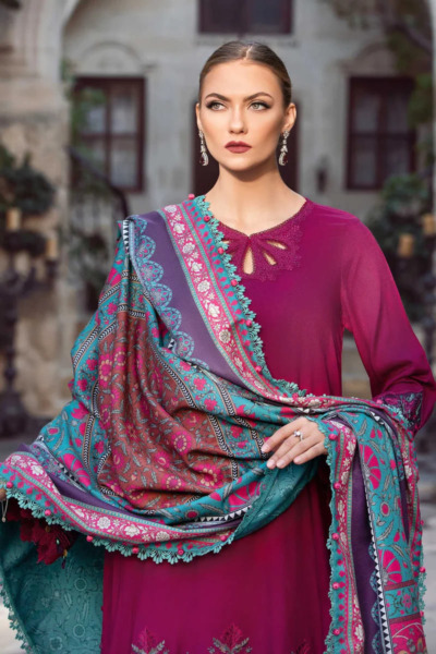 Pakistani Magenta Blue Salwar Kameez Dress - Image 2