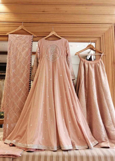 Pastel Pink Gown Pakistani Wedding Outfit