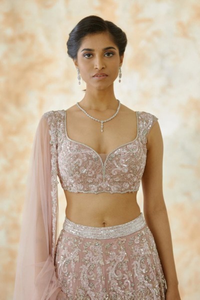 Indian Bridal Blush Pink Net Lehenga