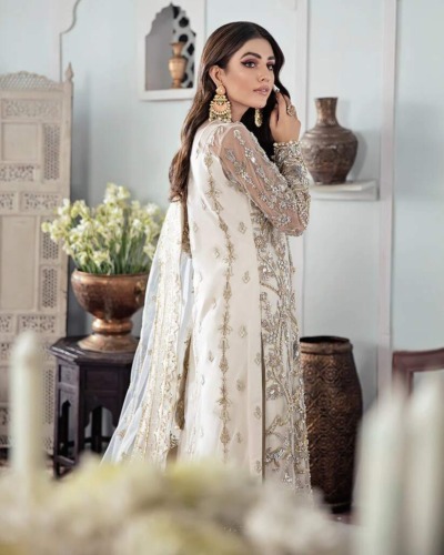 Organza Embroidered Pakistani Formal Shalwar Kameez - Image 3