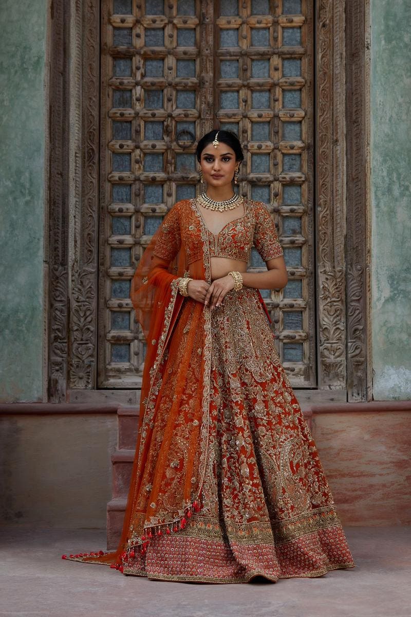 Indian Bridal Sunlit Tangerine Lehenga