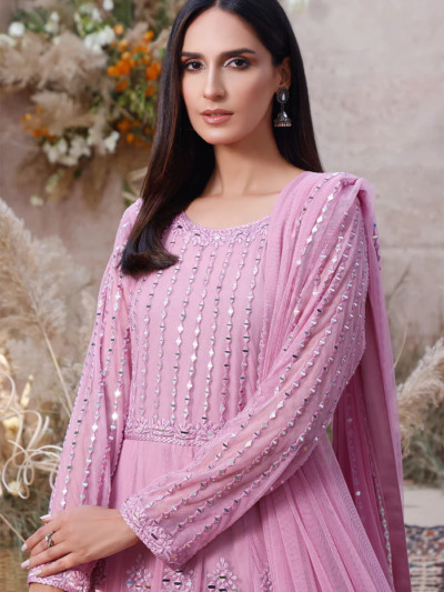 Embroidered Mirror Maxi Pakistani Wedding Dress - Image 3