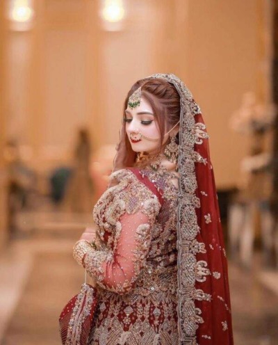 Traditional Embroidered Red Maxi Lehenga Pakistani Bridal Dress