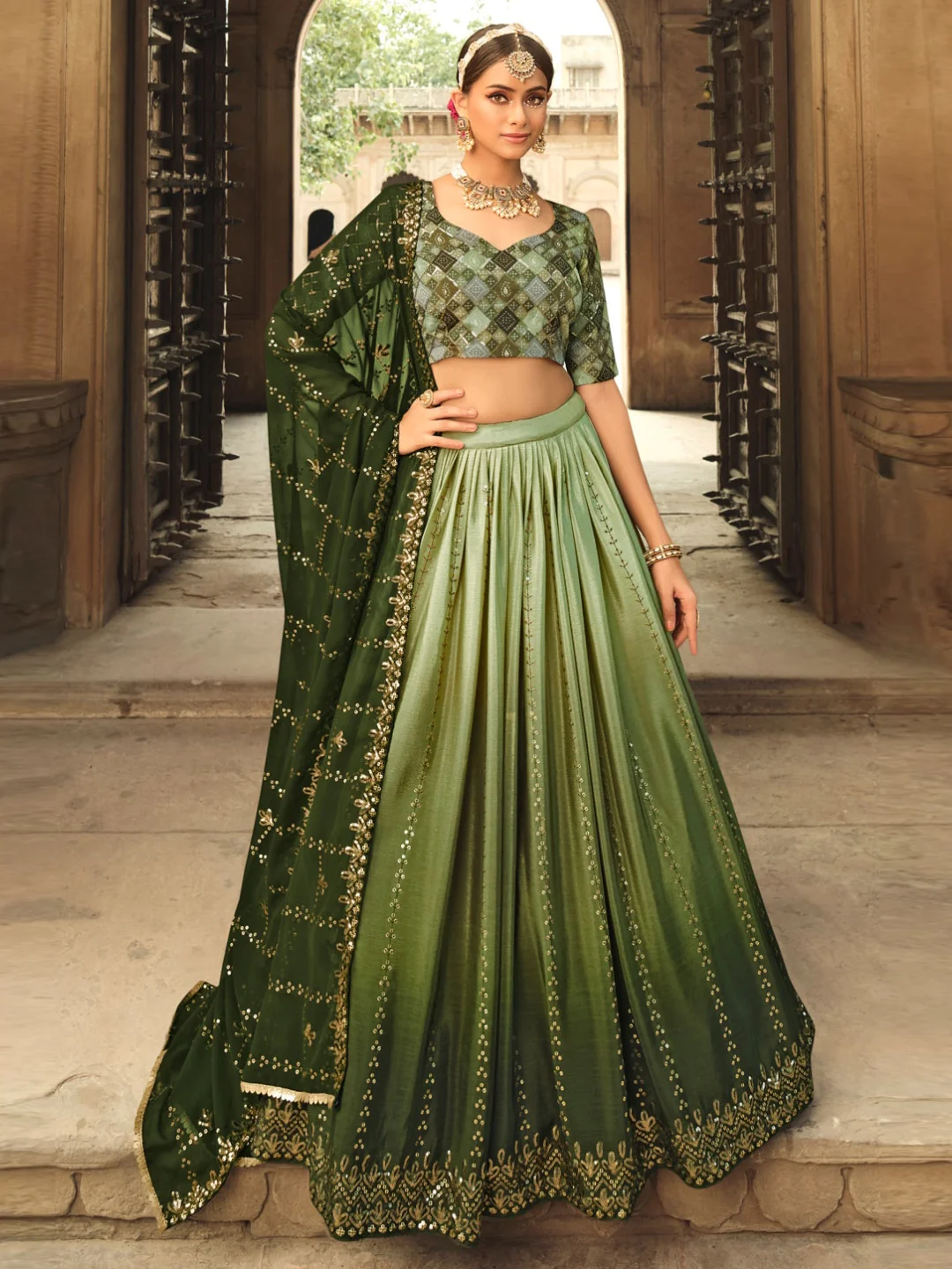 Mehendi Green New Style Ghagra Choli