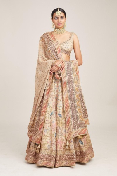 Floral Motif Silk Lehenga