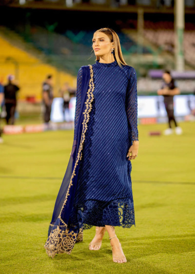 Embroidered Dark Blue Pakistani Party Dress