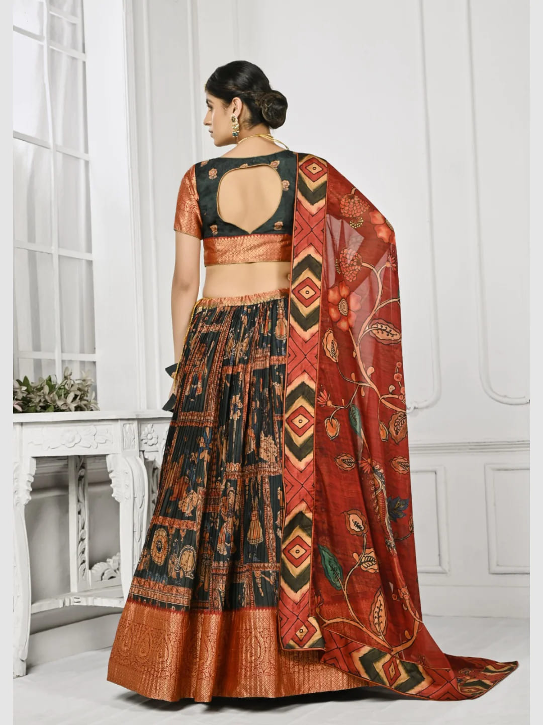 Printed Silk Kalamkari Lehenga Choli