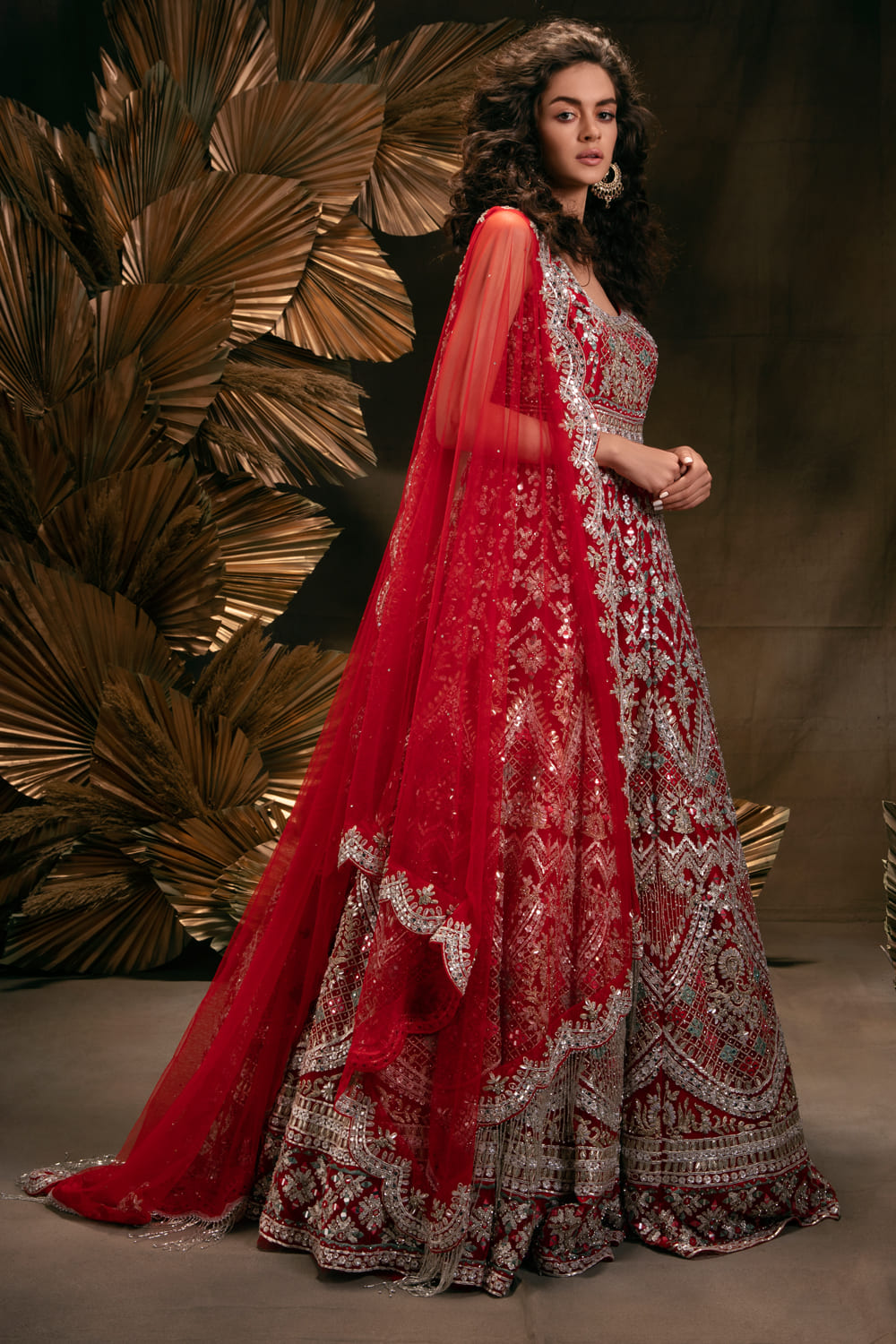 DEEP RED INDIAN BRIDAL GOWN