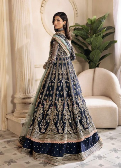 Pakistani Wedding Royal Blue Pishwas Lehenga - Image 4