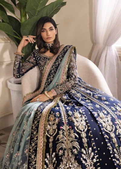 Pakistani Wedding Royal Blue Pishwas Lehenga - Image 3