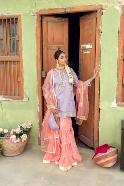 Beautiful Mauve Kameez And Pink Gharara