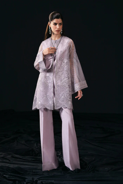 Mauve Color Open Jacket Party Wear