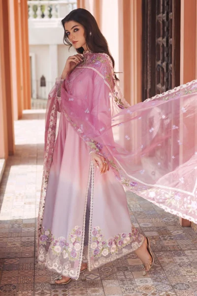 Lavender Pakistani Embellished Kameez Salwar Dress - Image 5