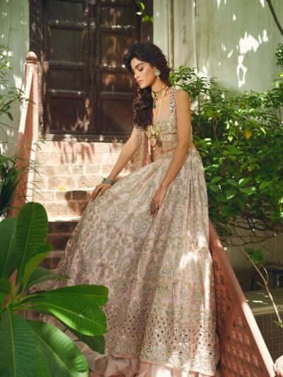 Pakistani Flushed Pink Embroidered Lehenga Choli Bridal Dress