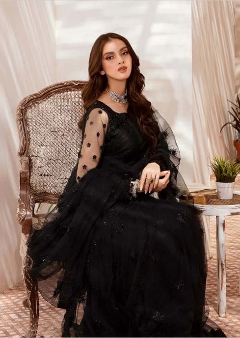 Black Embroidered Pakistani Wedding Bridal Saree Dress