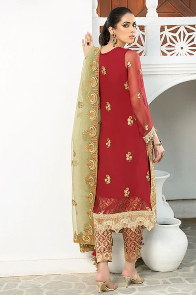 Red Embellished Salwar Kameez Party Wear