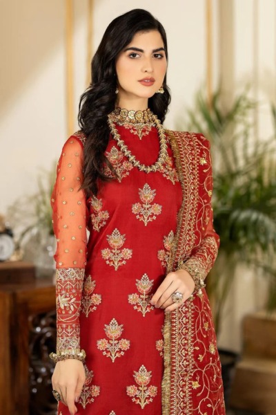 Red Pakistani Salwar Kameez With Dupatta - Image 2