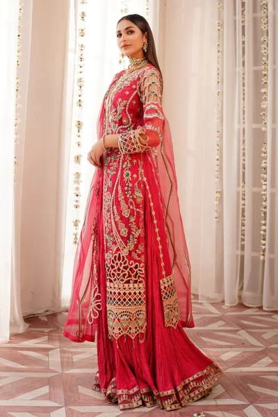 Shocking Pink Kameez with Crushed Trousers - Image 3