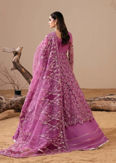 Pakistani Party Purple Organza Frock Lehenga - Image 4