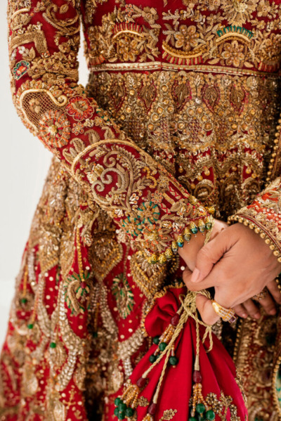 Pakistani Bridal Dress Red Embroidered Pishwas Lehenga Style