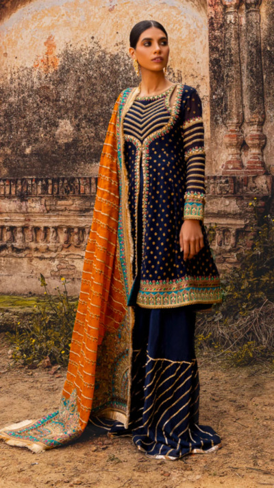 Royal Blue Pakistani Party Frock Sharara