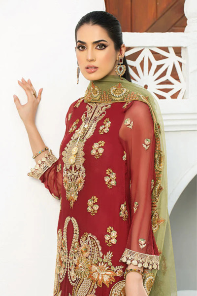 Red Embroidered Salwar Kameez Party Wear - Image 4