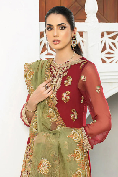 Red Embroidered Salwar Kameez Party Wear - Image 5