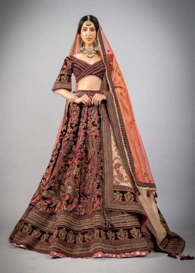 Kashmiri INDIAN Velvet Bridal Lehenga