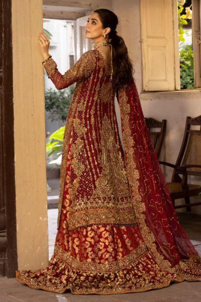 Pakistani Bridal Dress Maroon Rust Lehenga Wedding Outfit