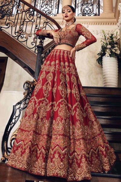 Heavily Embellished Red Lehnga Choli Bridal Outfit