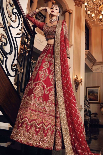 Heavily Embellished Red Lehnga Choli Bridal Outfit