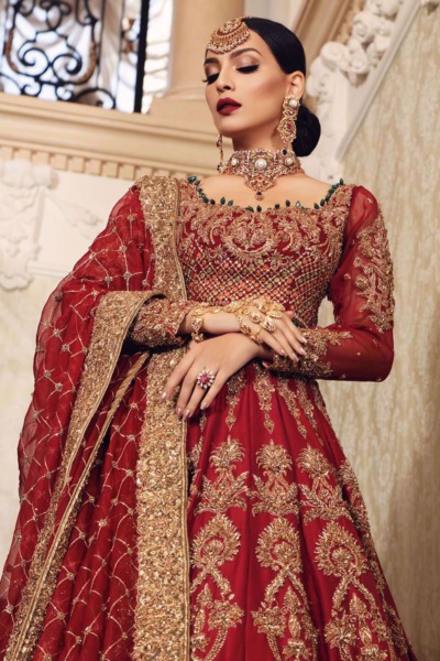 Heavily Embellished Red Lehnga Choli Bridal Outfit