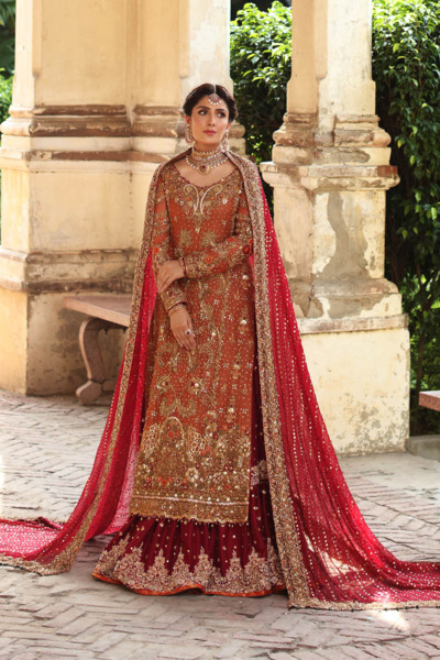 Pakistani Bridal Dress Long Shirt Lehenga Wedding Outfit