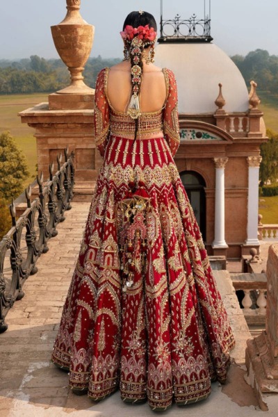 Loaded Red Lehenga Choli Bridal Wear - Image 2