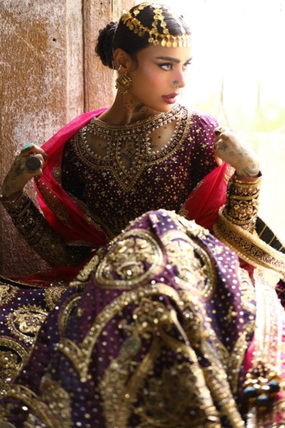 Bridal Outfit In Pink & Purple Lehenga Choli - Image 4