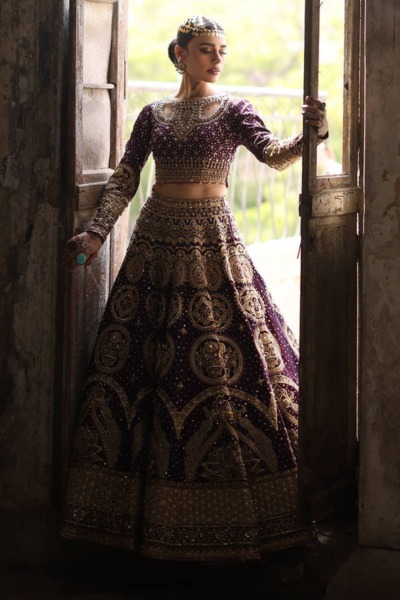 Bridal Outfit In Pink & Purple Lehenga Choli - Image 5