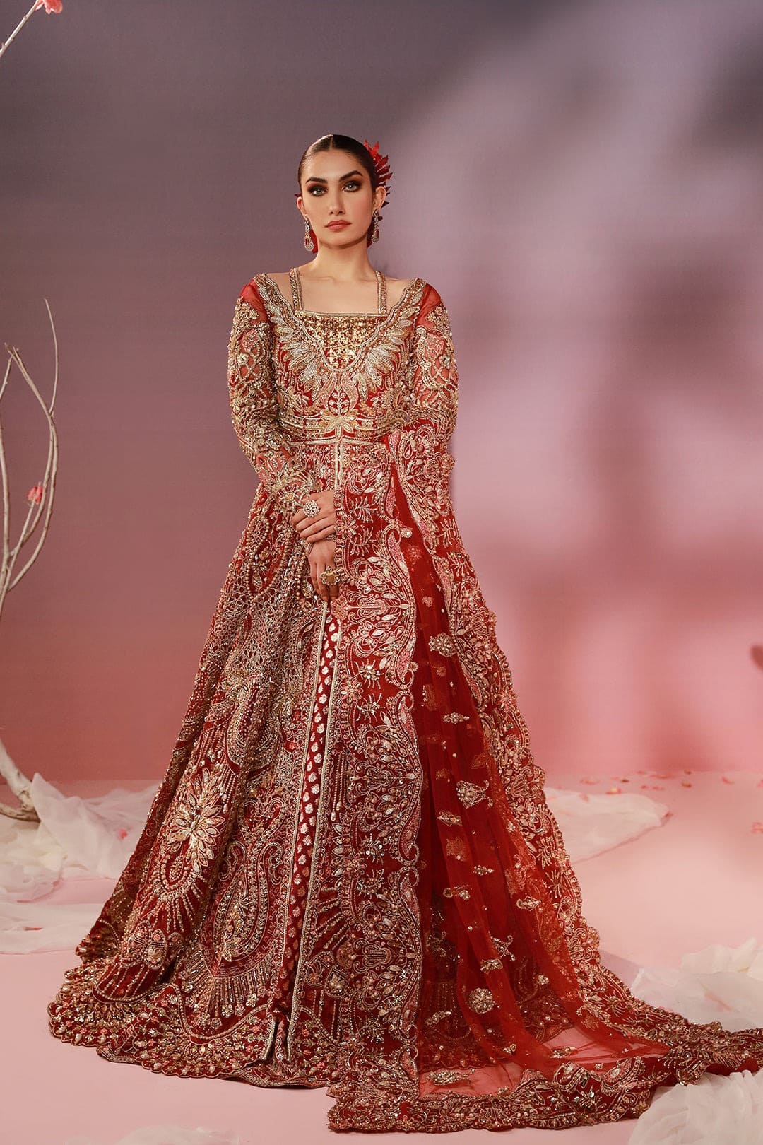 Pakistani Bridal Front Open Gown Lehenga