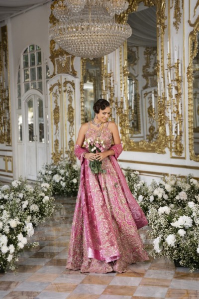 Indian Bridal Embellished Pink Lehenga Choli - Image 2