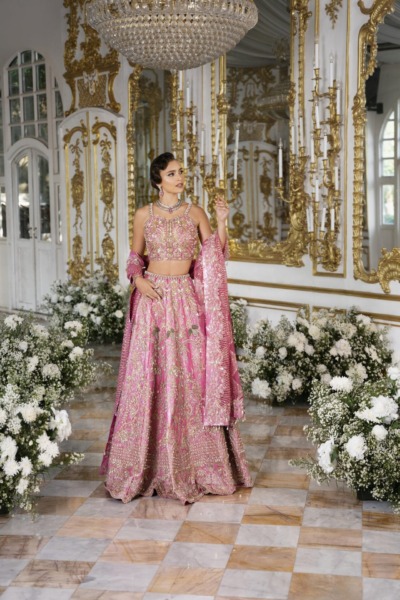 Indian Bridal Embellished Pink Lehenga Choli - Image 4