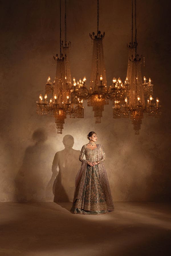 Latest Pakistani Bridal Embellished Pishwas Lehenga