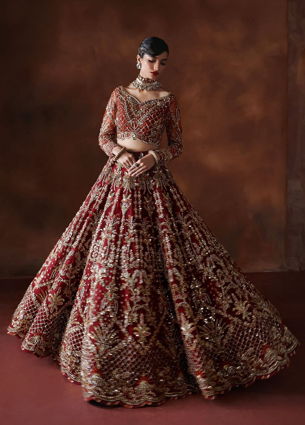 Latest Pakistani Bridal Red Lehenga Choli