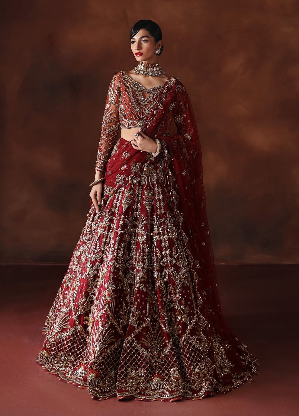 Latest Pakistani Bridal Red Lehenga Choli