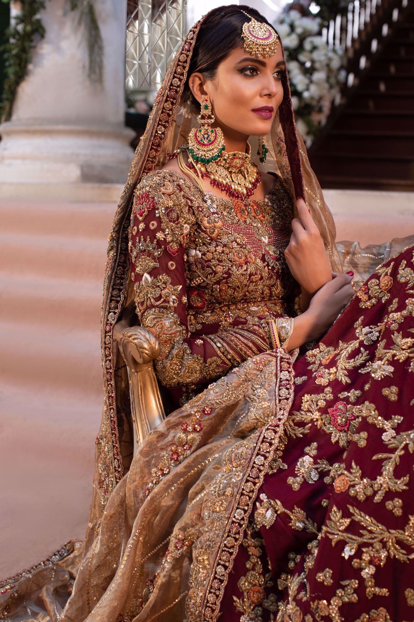 Pakistani Bridal Blood Red Lehenga Choli