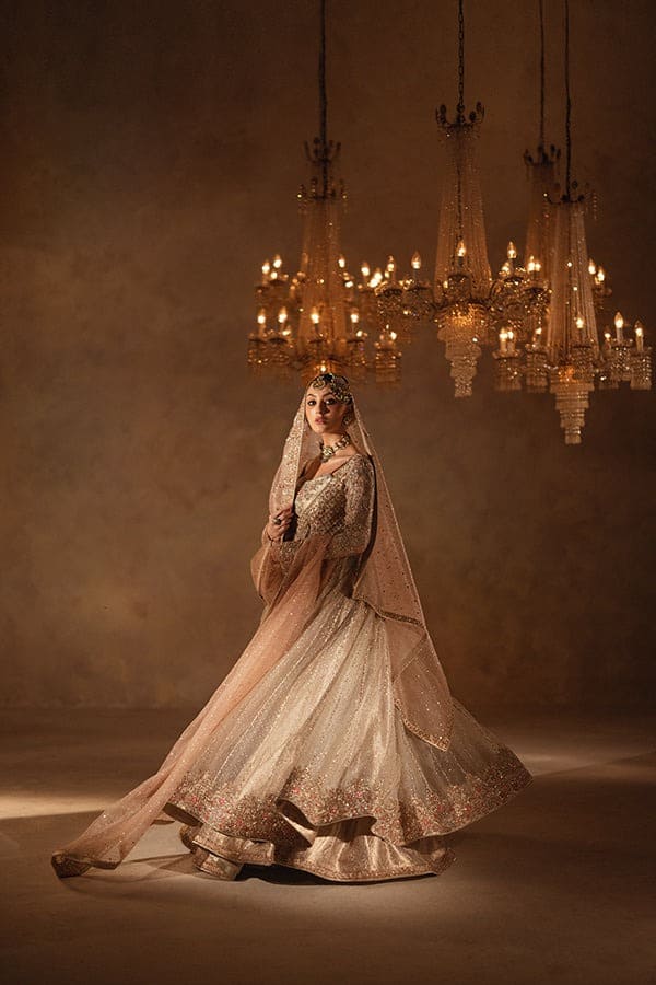 Pakistani Bridal Embellished Angrakha Pishwas Lehenga