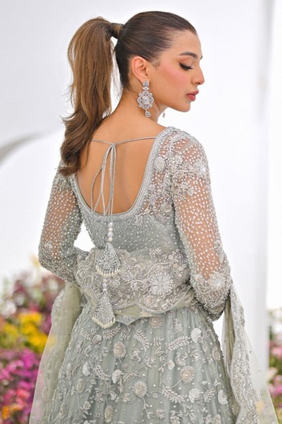 Pakistani Bridal Ice Blue Wedding Lehenga