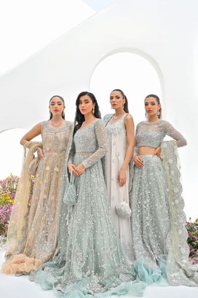 Pakistani Bridal Ice Blue Wedding Lehenga